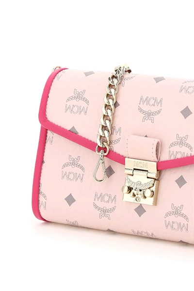 Shop Mcm Millie Visetos Crossbody Bag In Pink,grey,fuchsia