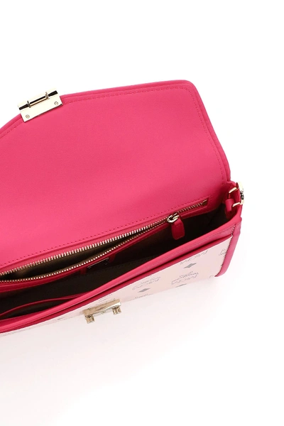 Shop Mcm Millie Visetos Crossbody Bag In Pink,grey,fuchsia