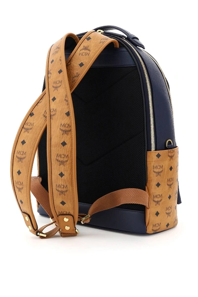 Shop Mcm Stark 40 Visetos Backpack In Blue,brown