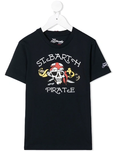 Shop Mc2 Saint Barth St. Barth Pirate Print T-shirt In Blue