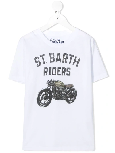 Shop Mc2 Saint Barth St. Barth Riders Print T-shirt In White