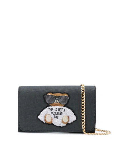 Shop Moschino Teddy Bear Wallet-on-chain In Black