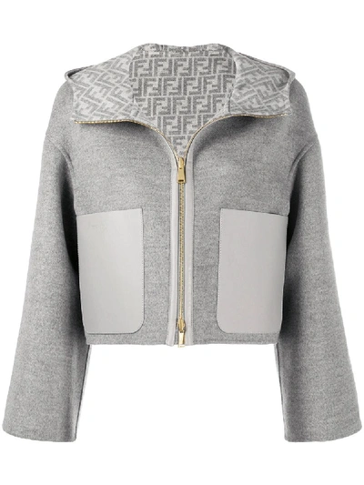 Shop Fendi Reversible Ff Motif Hooded Jacket In Grey