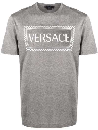 Shop Versace Logo Print T-shirt In Grey