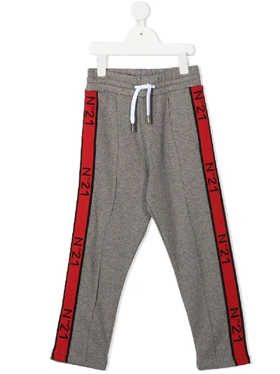Shop N°21 Logo Band Track Pants In Grey