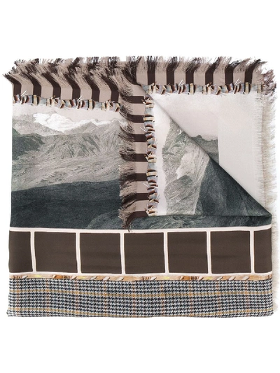 Shop Pierre-louis Mascia Mixed-print Silk Scarf In Neutrals