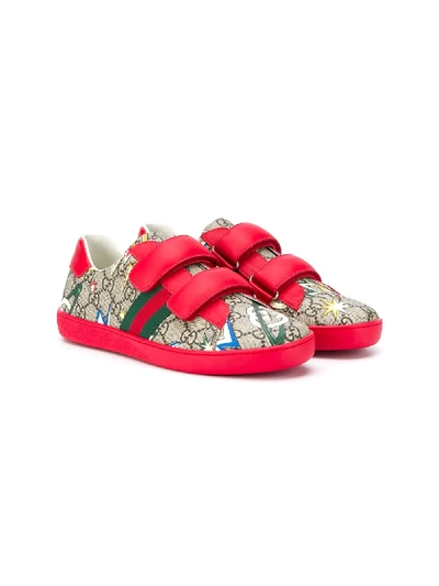 Shop Gucci Ace Gg Baseball Sneakers In Red