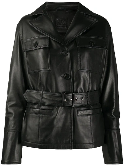 Shop Desa 1972 Belted Leather Jacket In Black