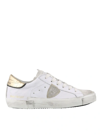Shop Philippe Model Paris X White Sneakers With Laminated Heel Tab