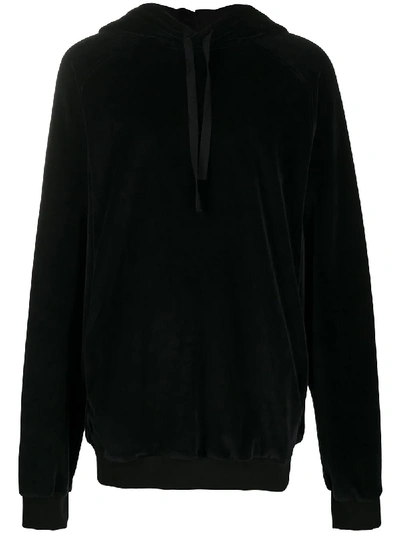 Shop Haider Ackermann Velvet Hoodie With Embroidery At Rear In Black
