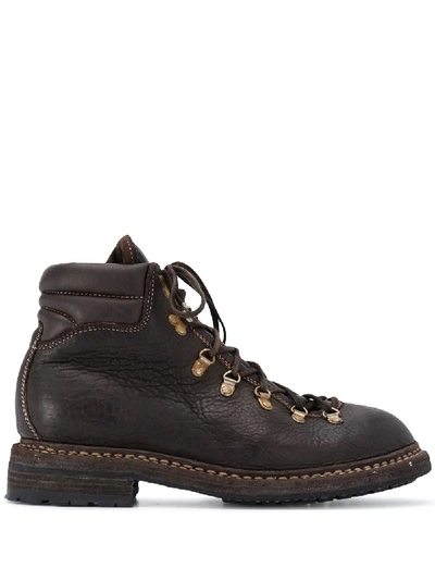Shop Guidi Lace-up Leather Boots In Brown