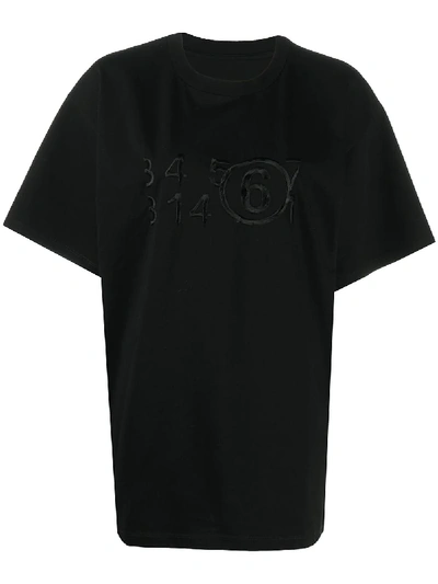 Shop Mm6 Maison Margiela Embroidered Numbers T-shirt In Black