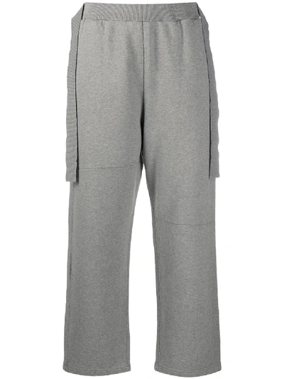 Shop Mm6 Maison Margiela Draped Detail Cropped Track Pants In Grey