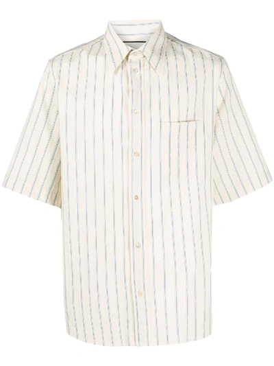 Shop Gucci Striped Short-sleeve Shirt In Blue