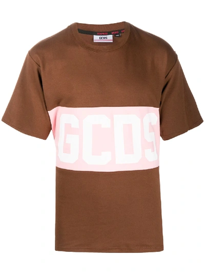 Shop Gcds Band Logo Print T-shirt In Brown