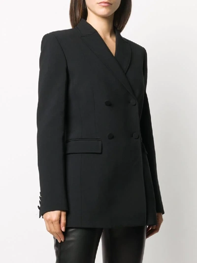 Shop Off-white Fitted Double-breasted Blazer In Black