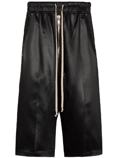 Shop Rick Owens Drop Crotch Track Shorts In Black