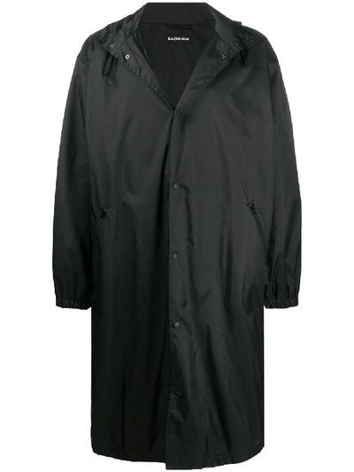 Shop Balenciaga Tab Raincoat In Black