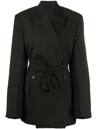 Shop Acne Studios Double-breasted Belted Jacket In Black