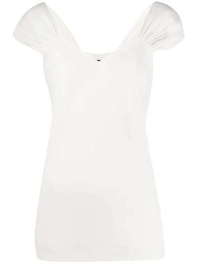 Shop Theory V-neck Gathering Detail Blouse In White