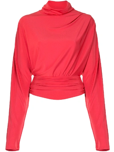 Shop Lapointe Jersey Turtleneck Top In Pink