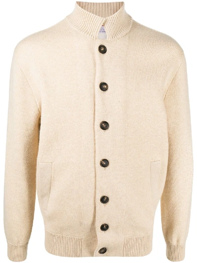 Shop Brunello Cucinelli Button-up Cashmere Cardigan In Neutrals