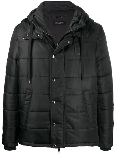 Shop Dolce & Gabbana Hooded Puffer Jacket In Black