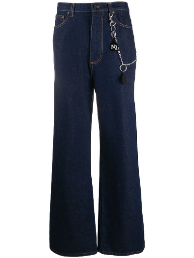 Shop Duoltd Deconstructed Wide-leg Jeans In Blue