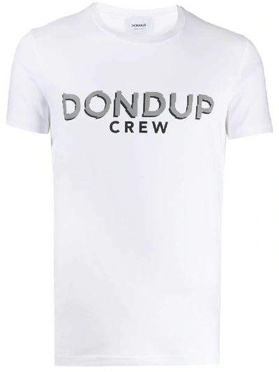 Shop Dondup Crew Neck Logo Print T-shirt In White