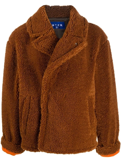 Shop Ader Error Shearling Wrap-style Coat In Brown