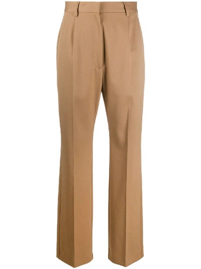 Shop Mm6 Maison Margiela Cropped Wide-leg Trousers In Brown