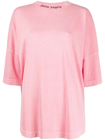 Shop Palm Angels Rear Logo Print T-shirt In Pink