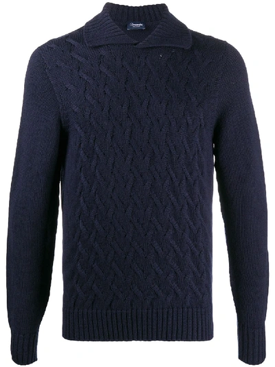 Shop Drumohr Cable-knit Merino Wool Jumper In Blue