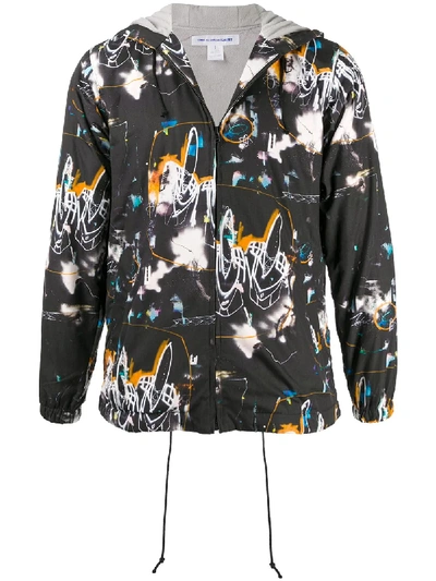 Shop Comme Des Garçons Shirt Abstract Print Lightweight Jacket In Black