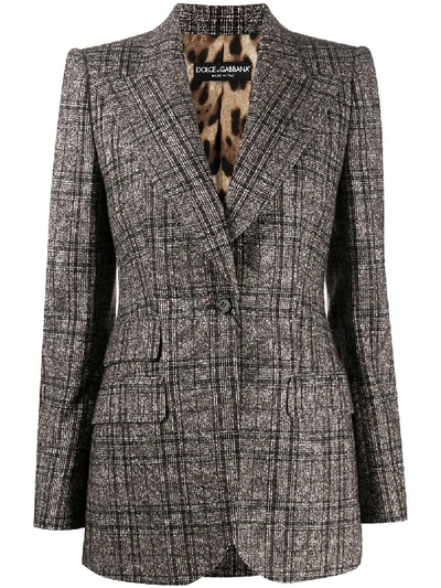 Shop Dolce & Gabbana Checked Single-breasted Blazer In Brown