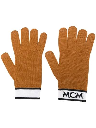 Mcm Knitted Logo Gloves In Neutrals | ModeSens