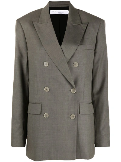 Shop Iro Double Breasted Blazer Jacket In Grey