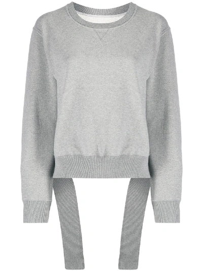 Shop Mm6 Maison Margiela Cropped Fallen Waistband Effect Sweatshirt In Grey