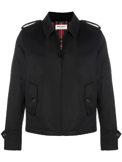 Shop Saint Laurent Zip-up Shirt Jacket In Black