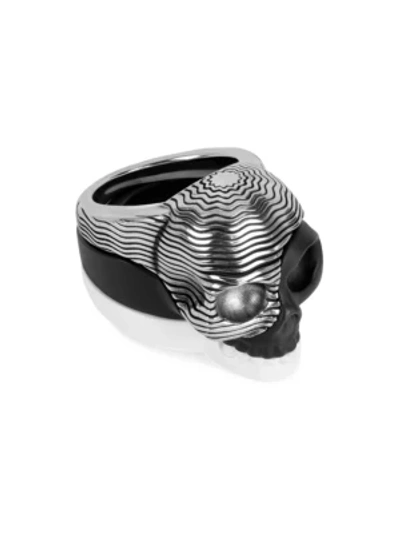 Shop Alexander Mcqueen Divided Skull Ring In Black White