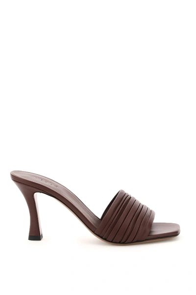 Shop Neous Sham Pleated Mules In Chocolate (brown)