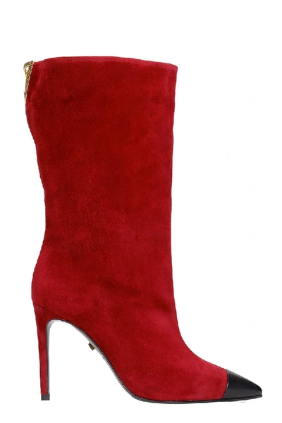 Shop Greymer High Heels Ankle Boots In Bordeaux Suede