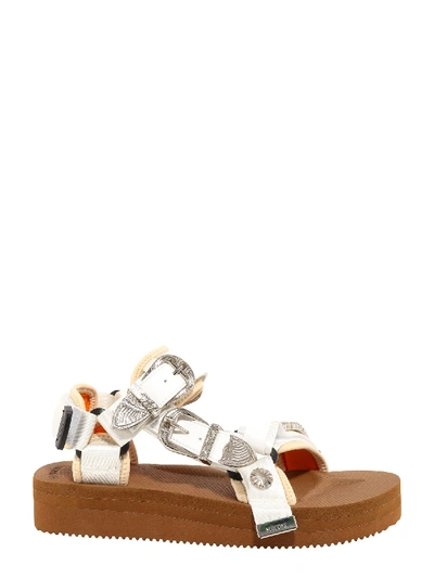 Shop Suicoke Buckle-embellished Flatform Sandals In Brown