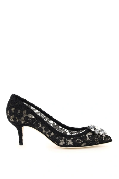 Shop Dolce & Gabbana Lace Bellucci Pumps In Nero (black)