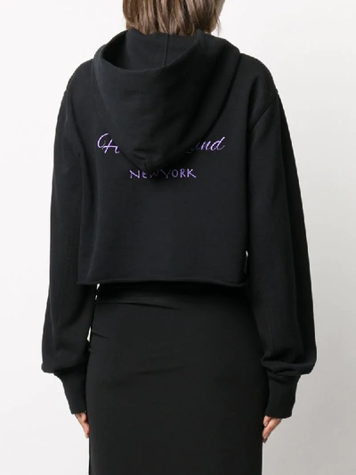 Shop Helmut Lang Helmut Land Embroidered Cotton Hoodie In Black