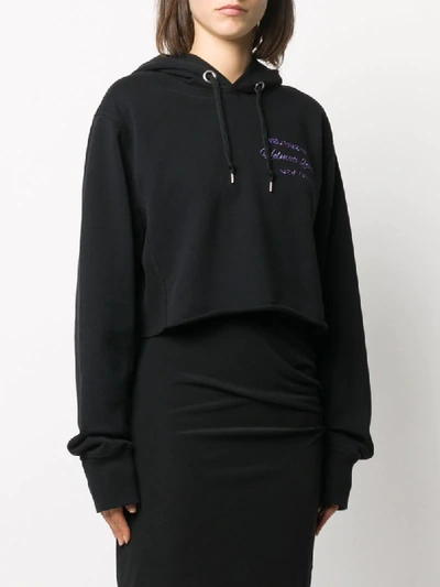 Shop Helmut Lang Helmut Land Embroidered Cotton Hoodie In Black