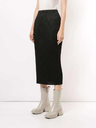 Shop Issey Miyake Classic Pleated Skirt In Black