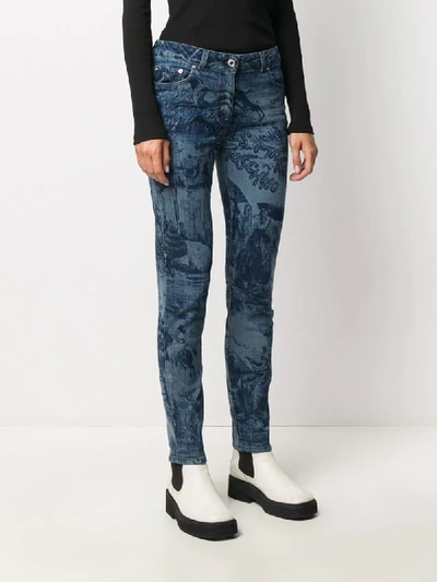Shop Moschino Printed Skinny Jeans In Blue