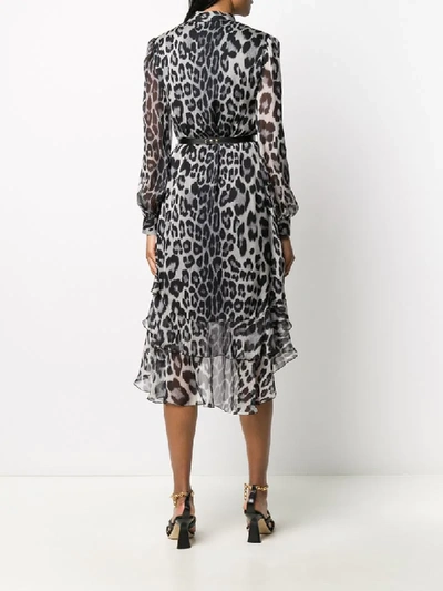 Shop Blumarine Leopard Print Shirt Dress In Black