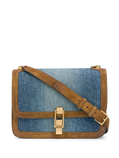 Shop Saint Laurent Denim Shoulder Bag In Blue